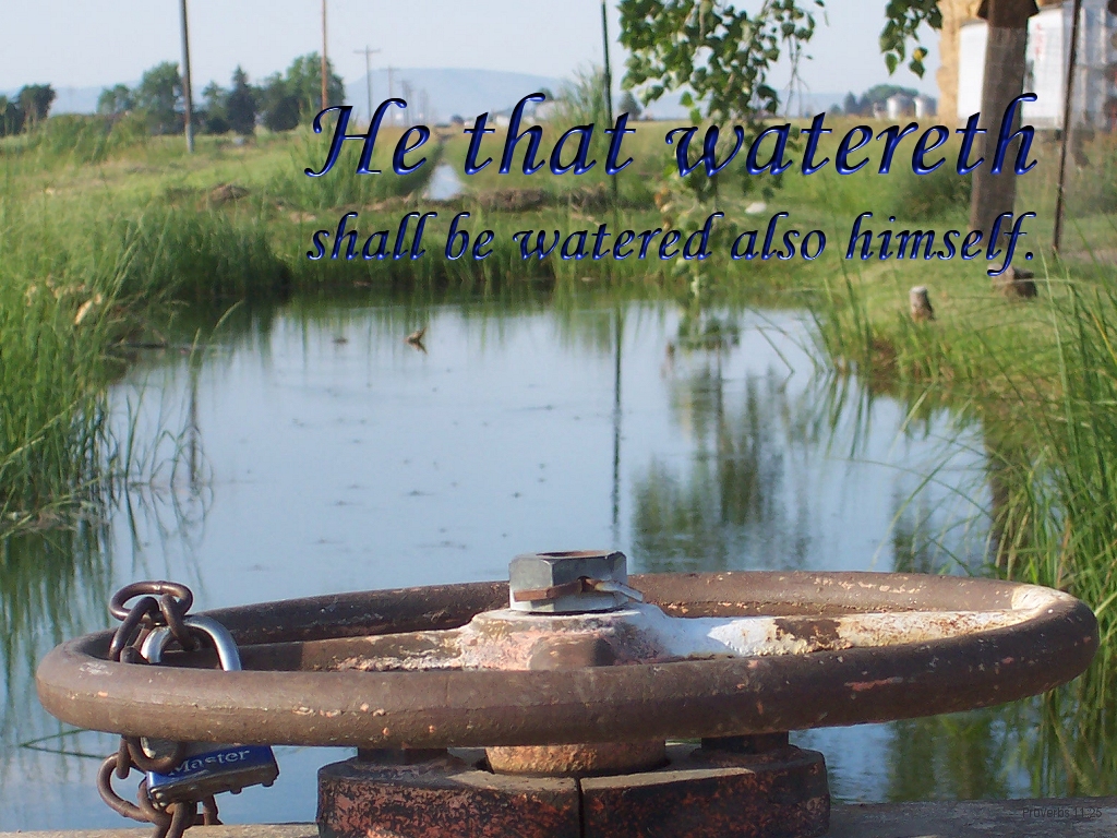 He that watereth shall be watered also himself (Proverbs 11:25)